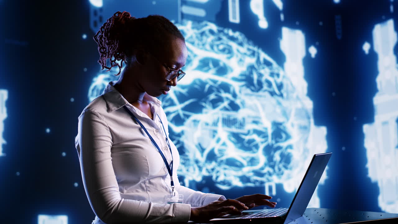 Engineer oversees AI neural network