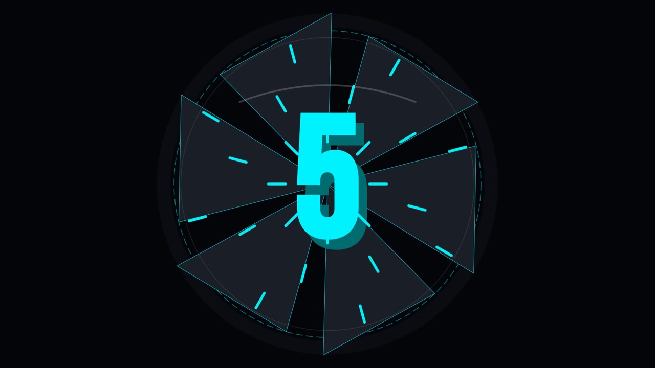 Digital Countdown Timer with Rotating Geometric Elements