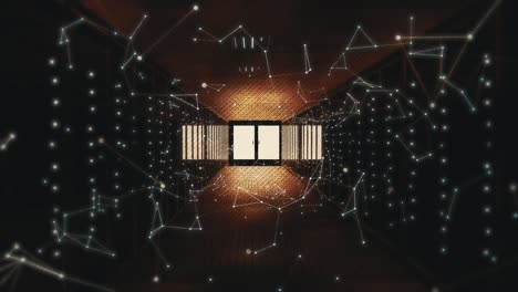 video de 4k de la luz al final de un túnel con partículas.