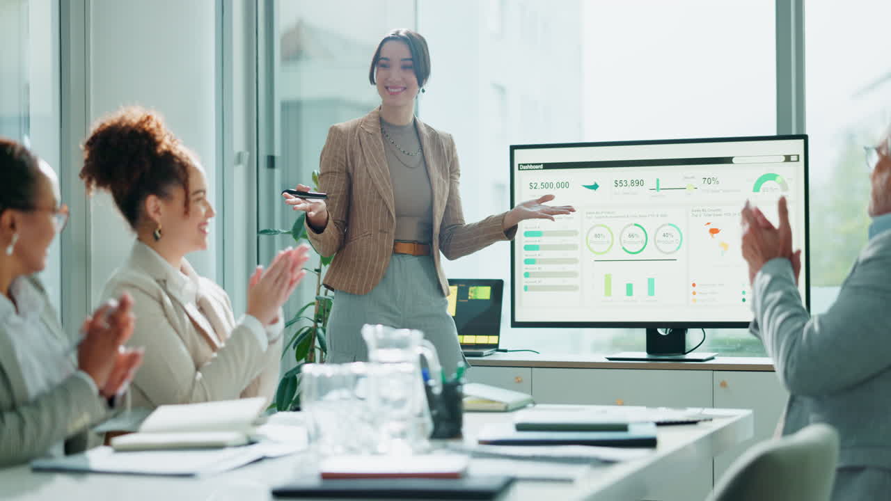 Business meeting with data presentation