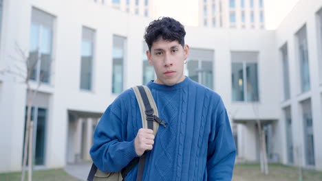 university student showing thumb down at campus