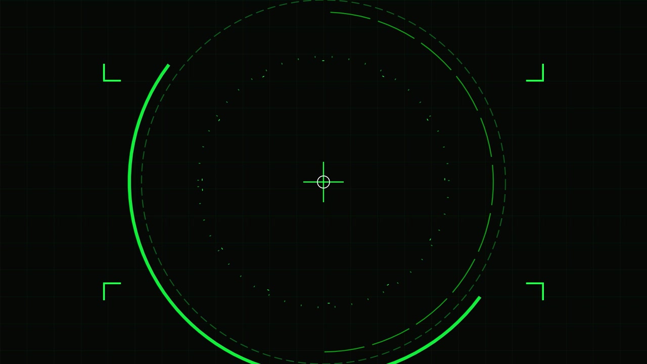 Digital HUD Interface with Rotating Green Target Reticle