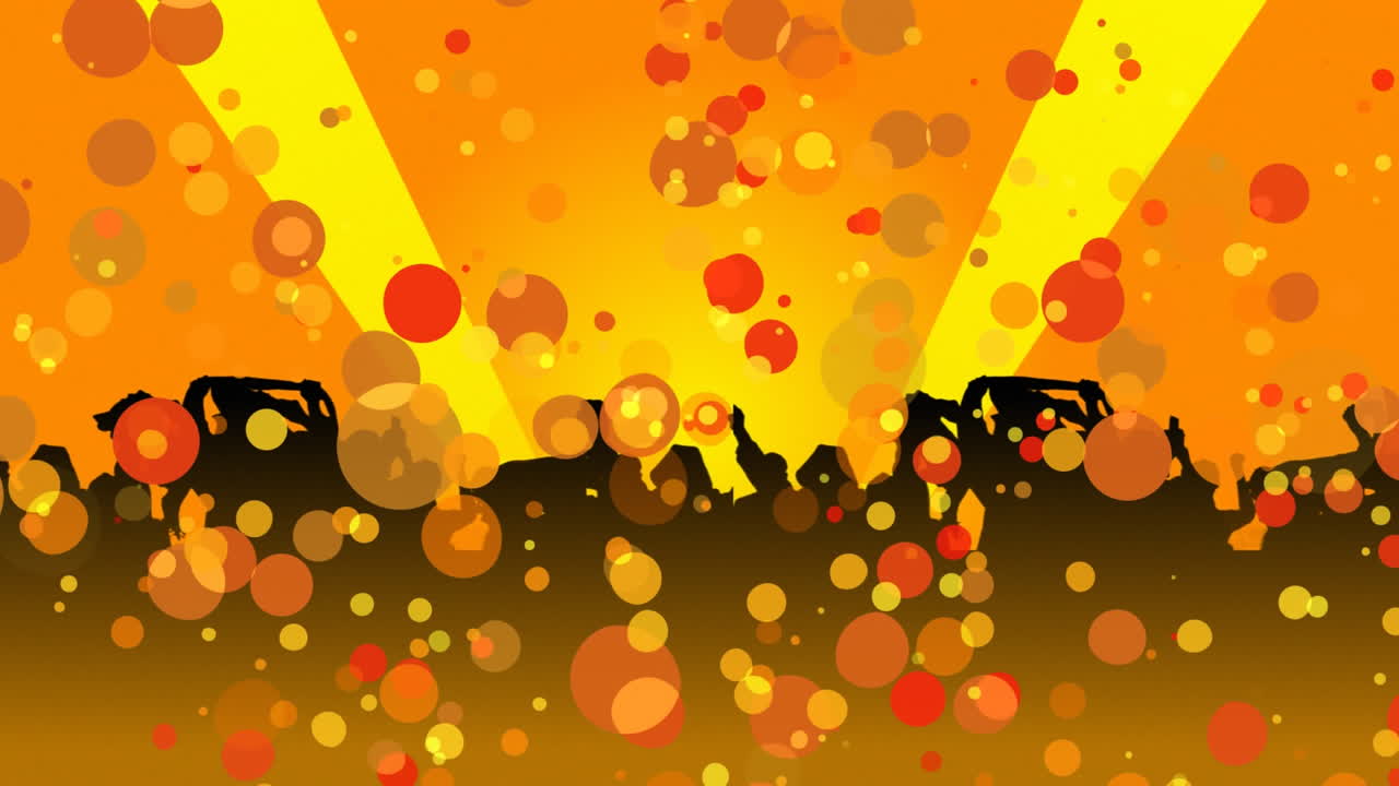 군중의 환호와 보케 조명