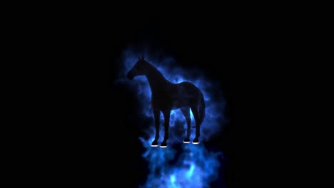 Silhouette-of-a-horse-miniature-standing-at-foggy-night