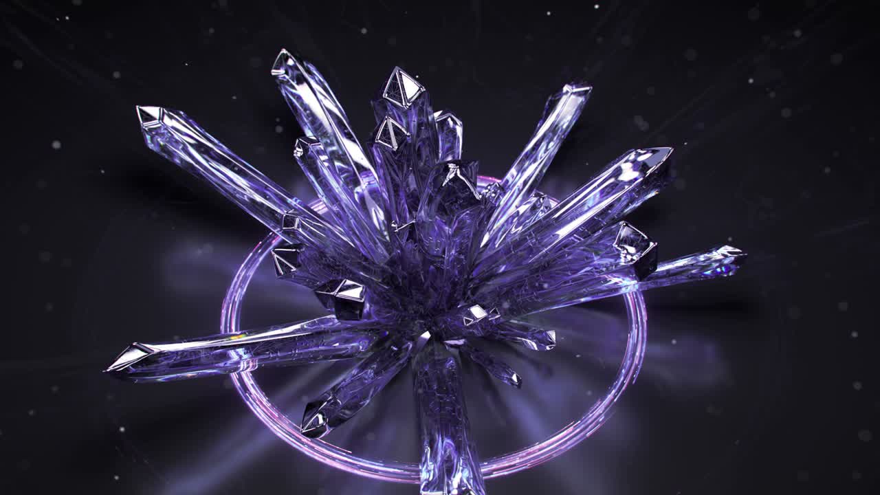volar alrededor de drusa de ametista púrpura cristales crudos loopable animación de renderización 3d