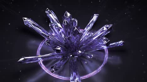 fly around druse of purple amethyst raw crystals loopable 3d render animation