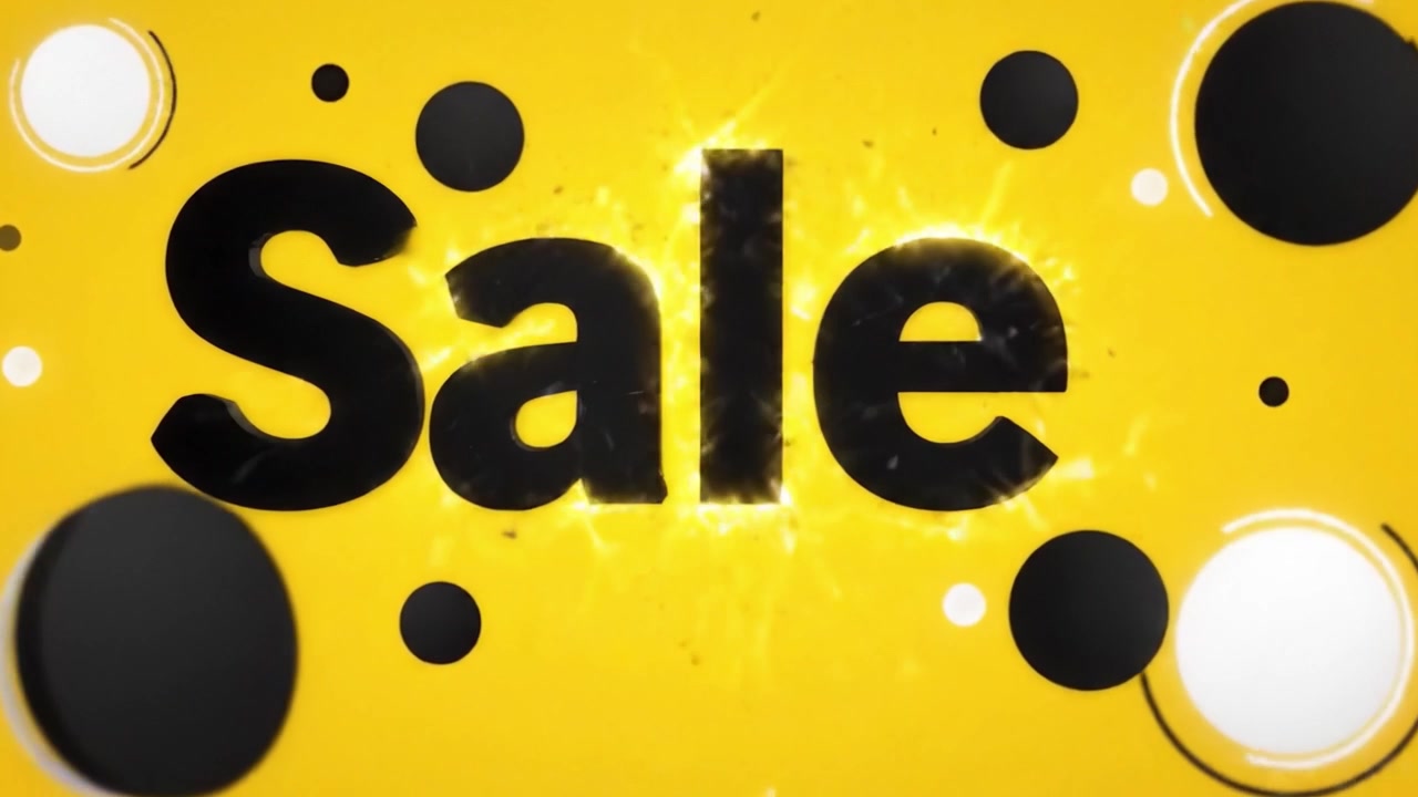 Sfondo giallo brillante con un audace annuncio di saldi dal forte impatto visivo, che cattura l'attenzione e suscita interesse per sconti e promozioni esclusive