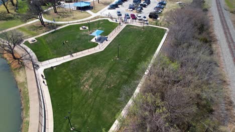 aerial video of k-9 kastle in unity park in highland village texas