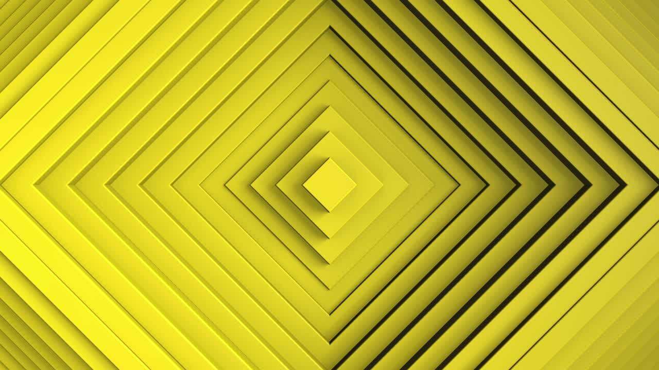 cuadrado abstracto con un efecto de compensación. animación de anillos cuadrangulares puros amarillos. fondo abstracto para una presentación de negocios. bucle sin costuras de renderización 4k 3d