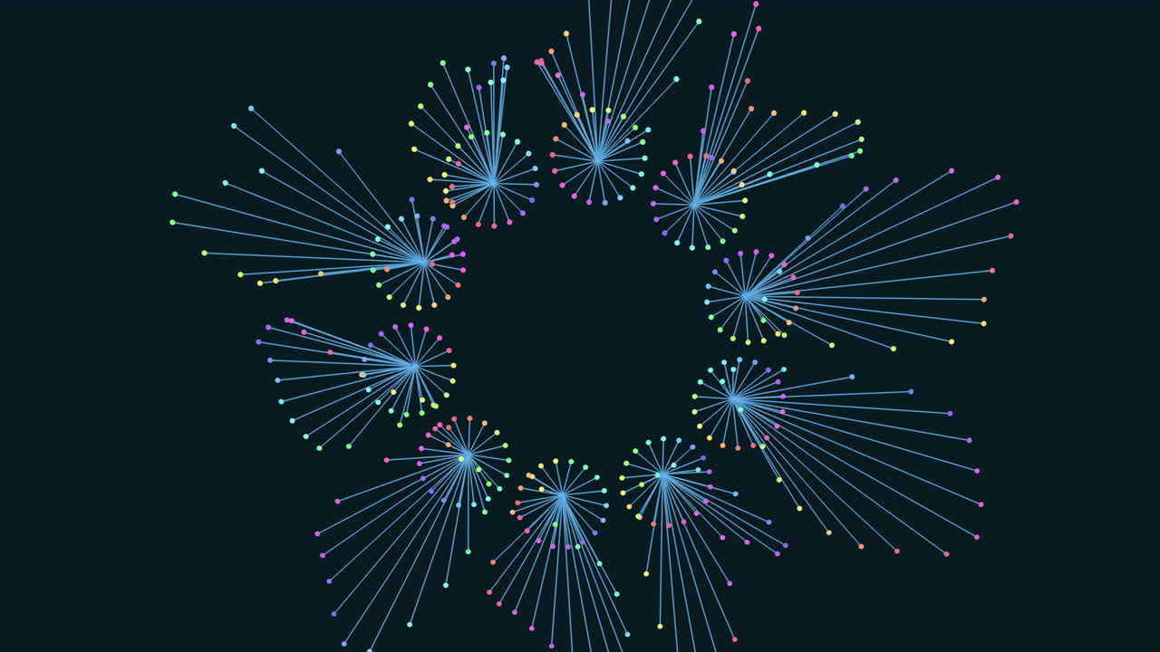 Symmetrical circle composed of lines and dots