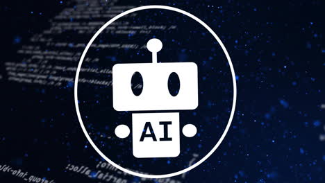 animación de un bot de chat y procesamiento de datos sobre un fondo oscuro
