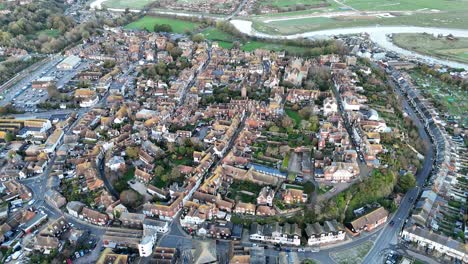 rye  town in sussex england descending aerial