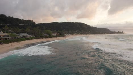 Aerial-View-of-Oahu's-North-Shore-at-Sunset