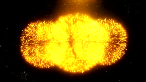 Boom Sale Text on Firework Display Explosion Particles.