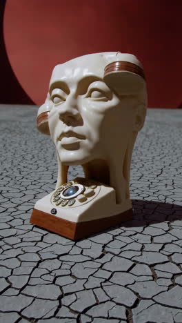 surreal telephone head in a desert landscape