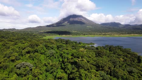 largest lake of costa rica in front of arenal volcano