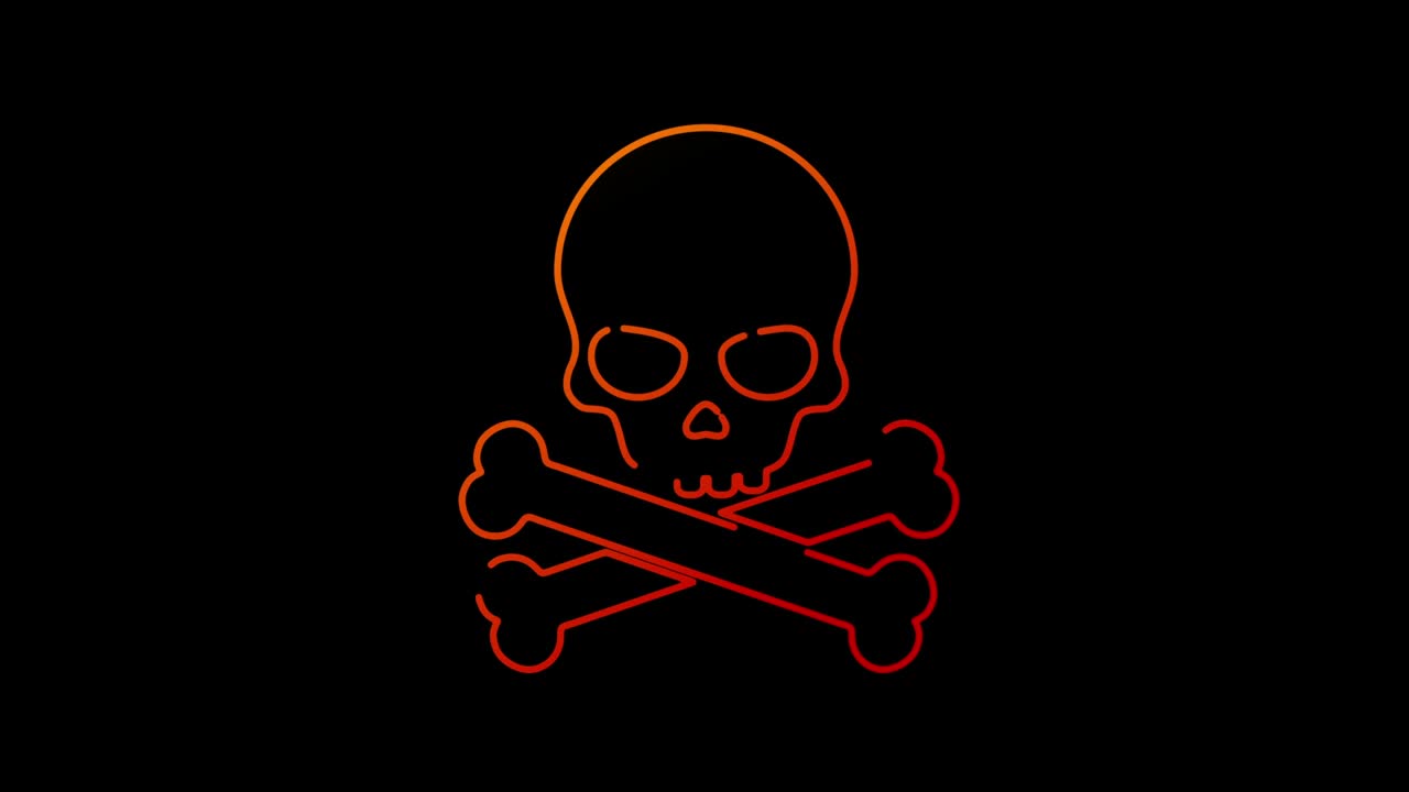 Skull pirate and online cyberattack symbol loop concept