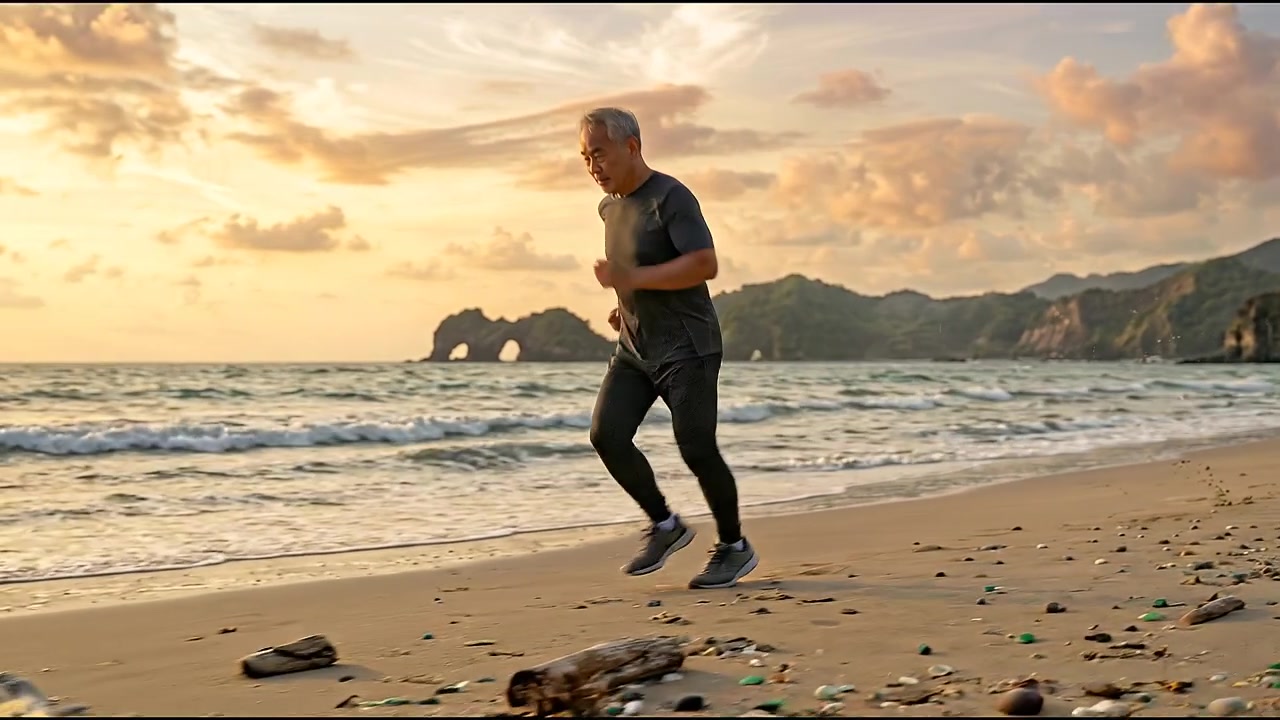 Man performing dynamic warm up exercises before outdoor running session