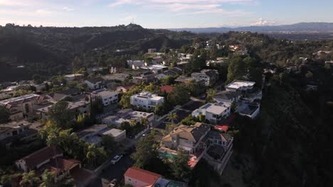 Exclusive-Hollywood-Hills,-Los-Angeles,-California-neighborhood---aerial-flyover