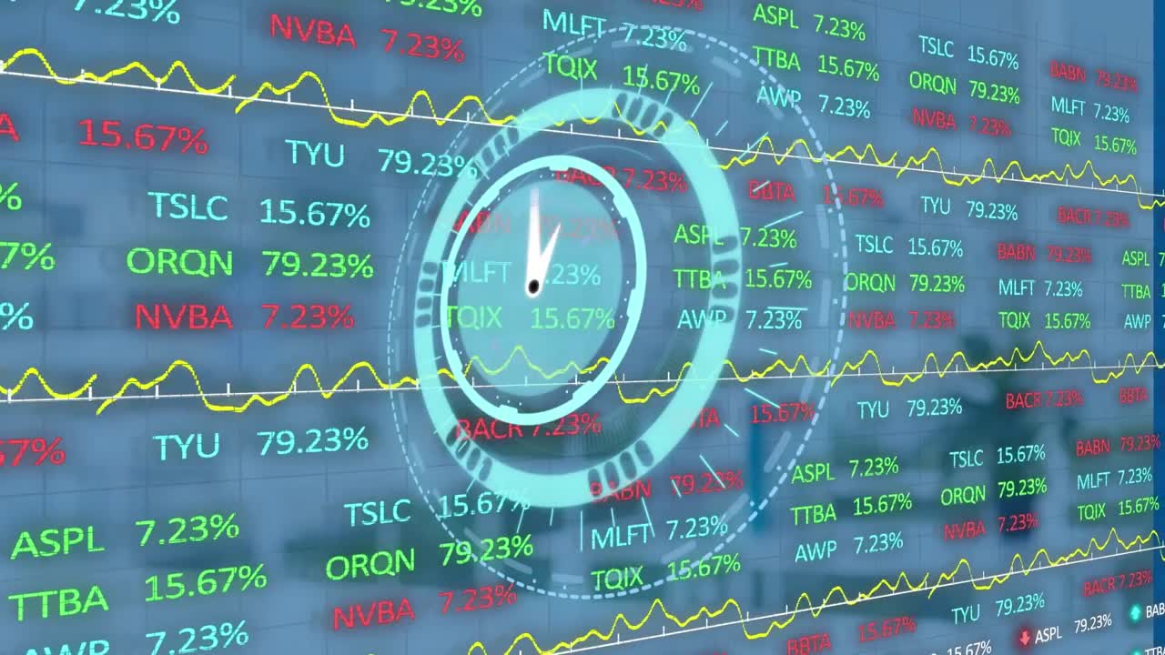 Animazione di testo e orologio in movimento su scansione