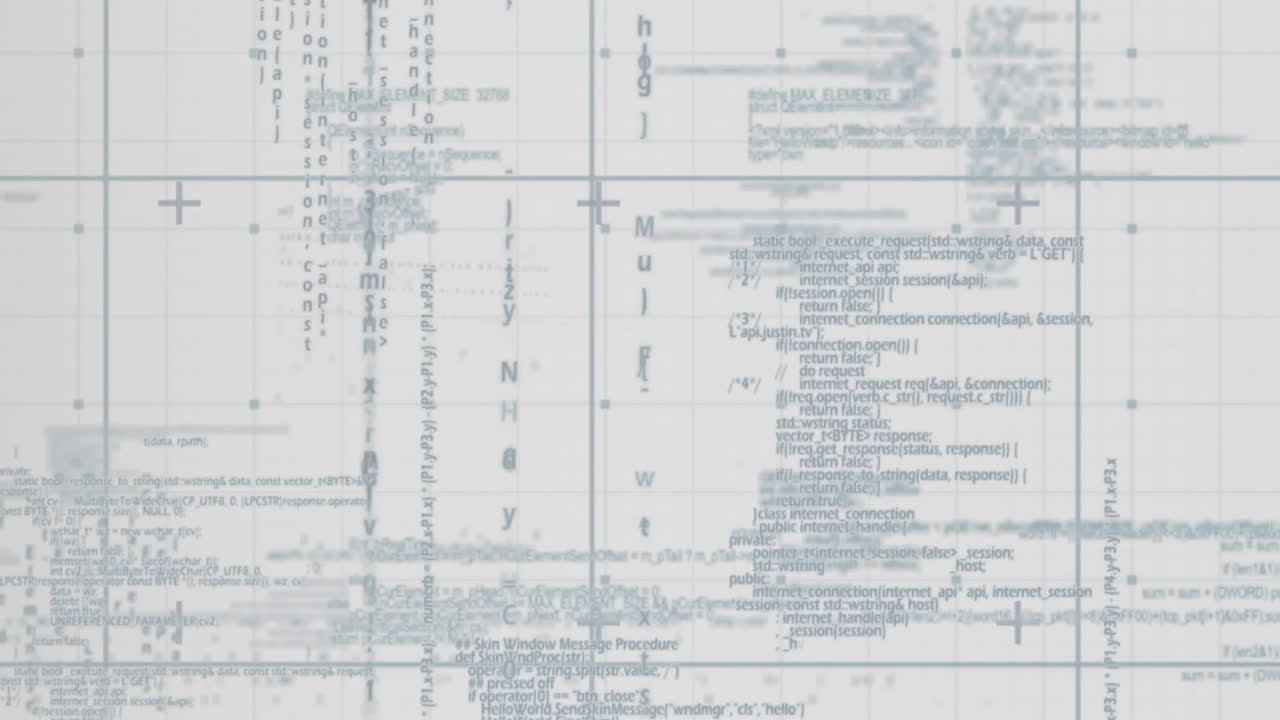 Animation of arrows and financial data processing over grid on grey background