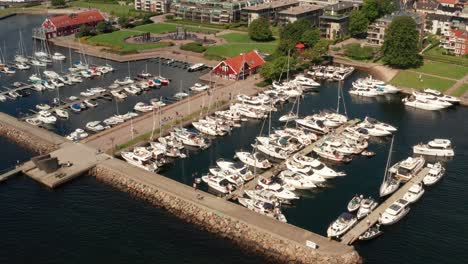 boats in the harbour of kristiansand in norway