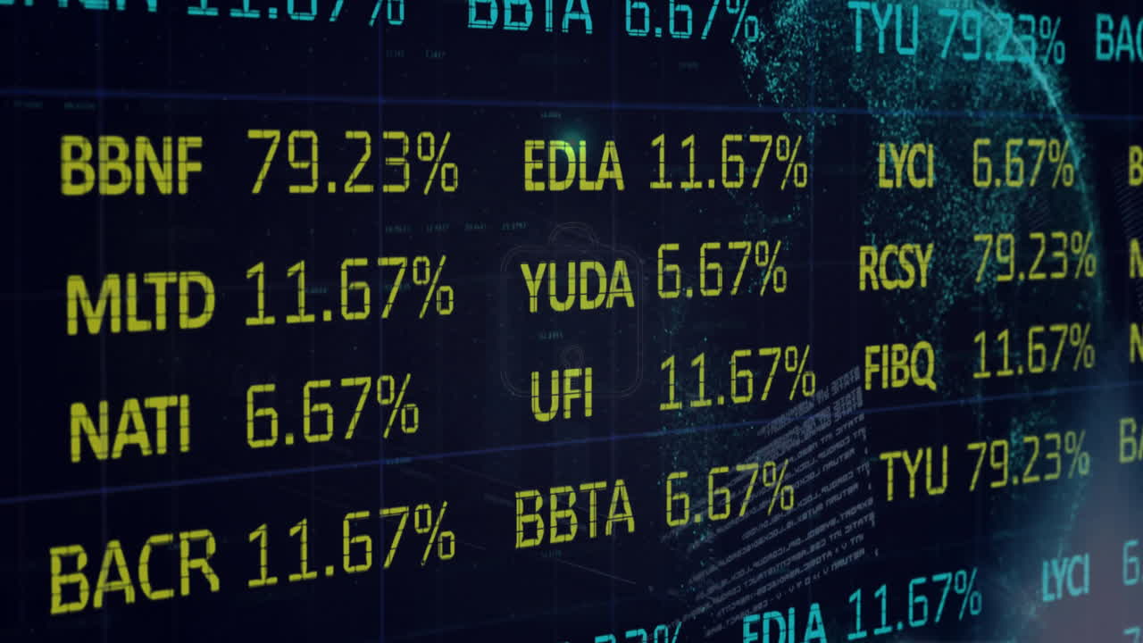 Animation of financial data processing over globe