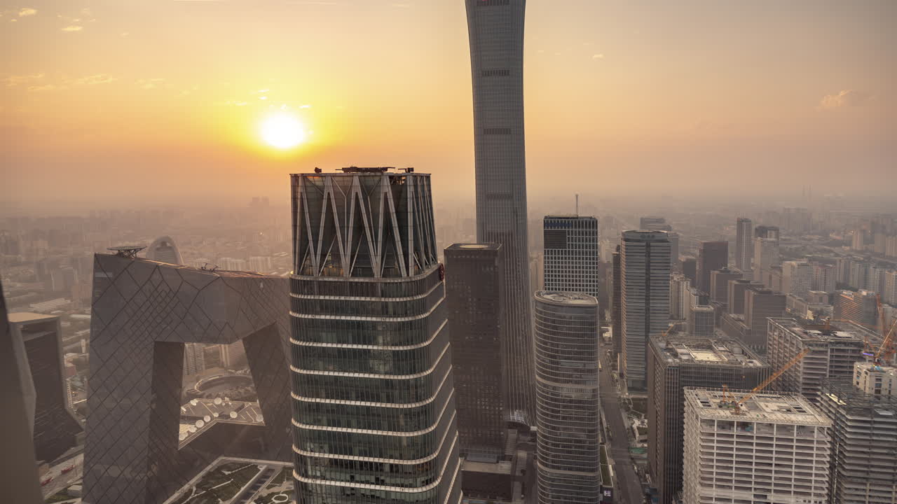 Timelapse of the Beijing city skyline from a high vantage point