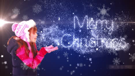 Festive-little-girl-blowing-magical-christmas-greeting