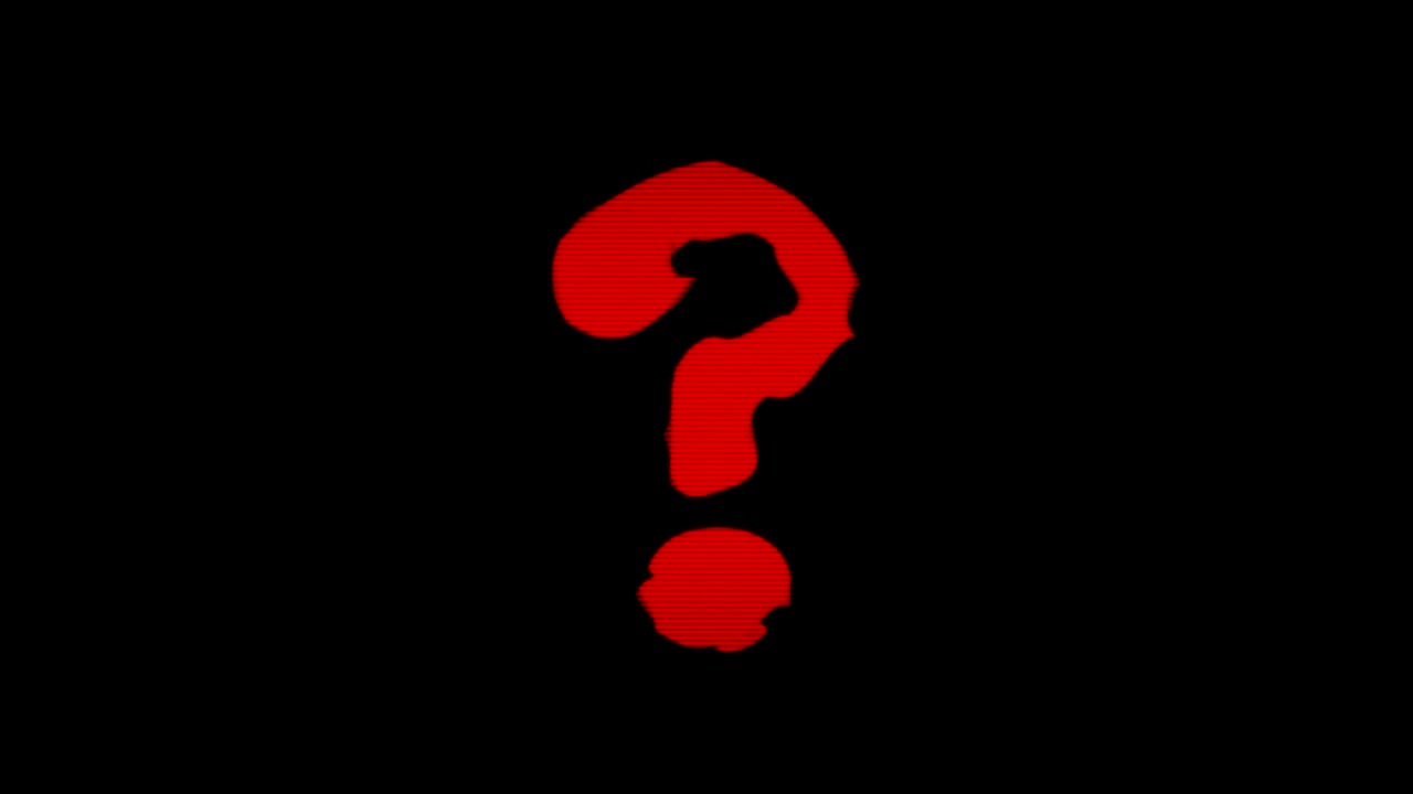 transición de glitch moderna con texto de símbolo de cuestionario y signo de pregunta