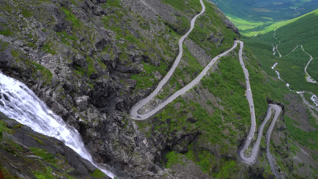 Troll's Path Trollstigen or Trollstigveien winding mountain road.