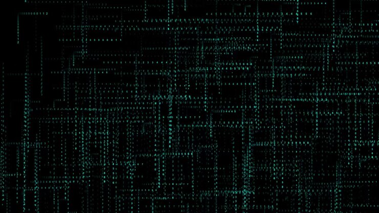 Digital Matrix Background with Falling Green Numbers