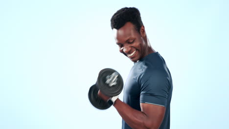 Fitness,-dumbbell-and-black-man-training