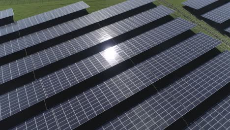 drone shot of solar energy panel field