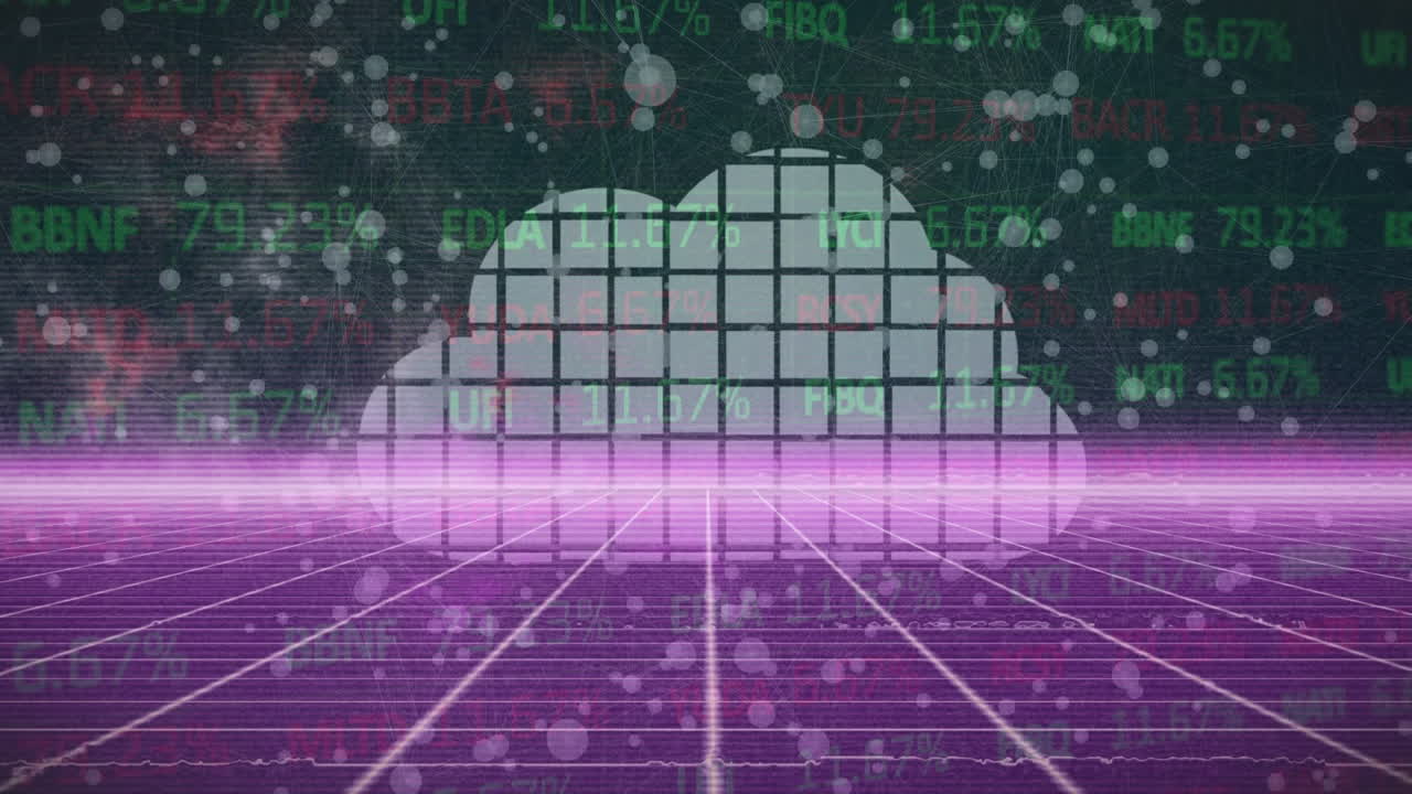 연결 네트워크와 그리드 상의 데이터 처리로 클라우드의 애니메이션