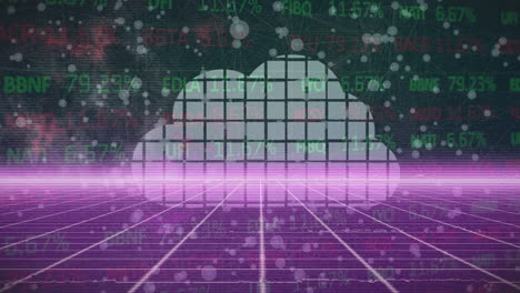 animación de la nube con redes de conexiones y procesamiento de datos sobre la red