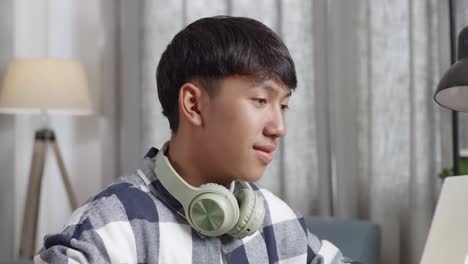 teenager studying at home
