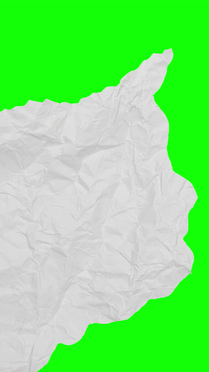 Crumpled White Paper Tearing Transition with Green Screen