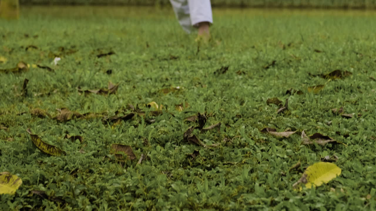 молодой человек занимается тхэквондо