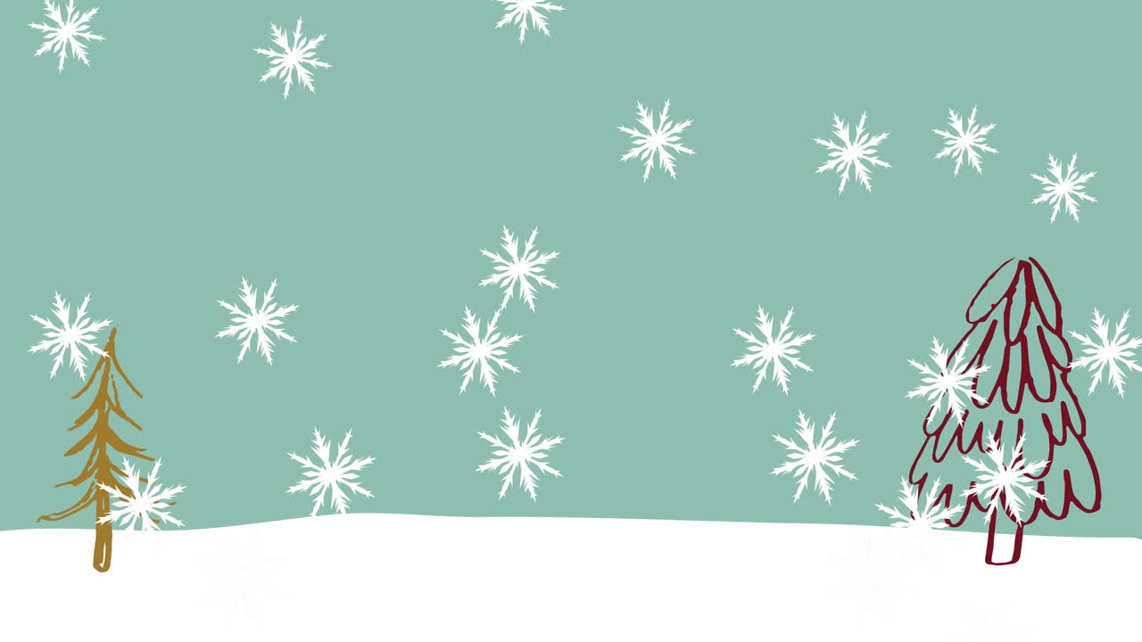 animación de la nieve cayendo sobre el paisaje de invierno de navidad