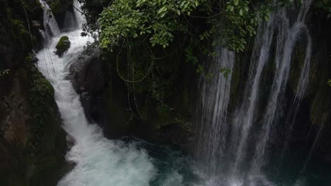 Beautiful-waterfall-complex-and-cascade,-Puente-de-Dios-in-Mexico-rainforest