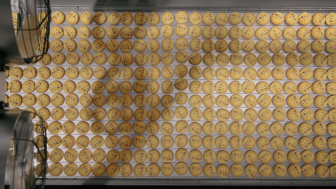Automated Cookie Production Line In A Modern Food Factory