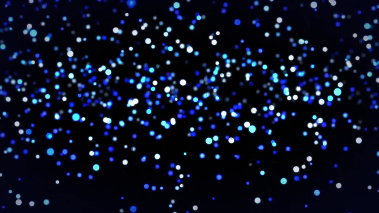 검은 바탕에 떠오르는 파란색과  ⁇ 색의 빛 반점의 애니메이션