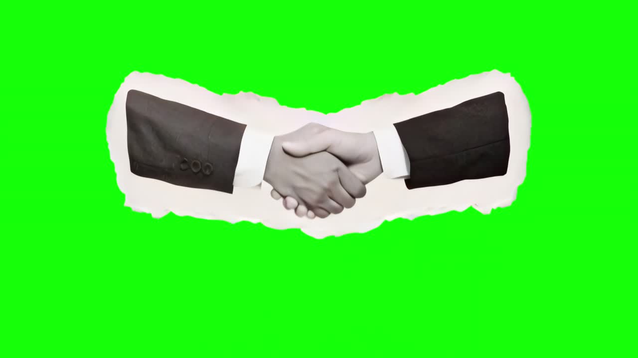Business handshake animation, transparent 4K video, green screen ...