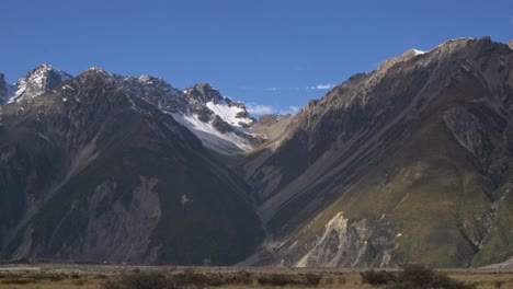 the nuns veil mountain range in canterbury region of new zealand - wide shot