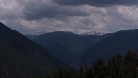 Panning-Aerial-shot-of-mountain-tops-of-the-Colorado-Rockies