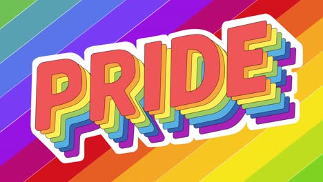 animación del texto del orgullo sobre las rayas del arco iris