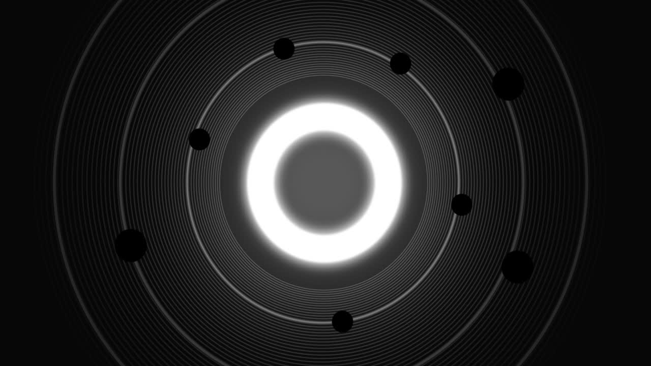 gráficos de movimiento de línea de rotación de bucle. video en blanco y negro