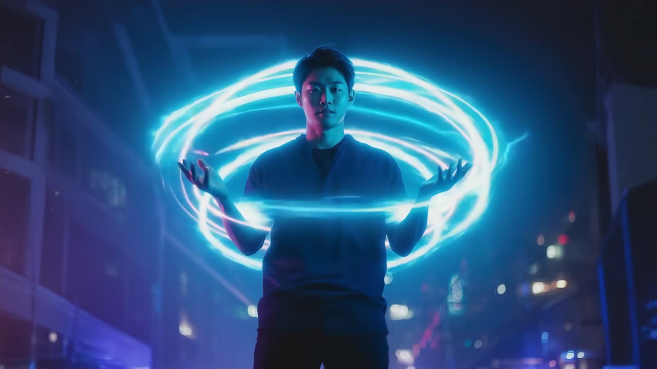 Man with neon energy