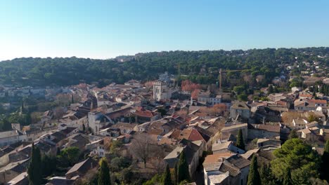 aerial view of villeneuve suburb town in avignon, france